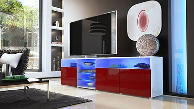 White High Gloss Modern TV Stand Unit Media Entertainment Center "Granada V2" Foto 1 de 2