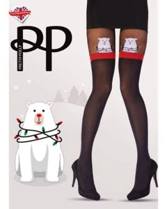 Medias Pretty Polly Polar Bear Mock Hold Ups divertidas y festivas - Imagen 1 de 3