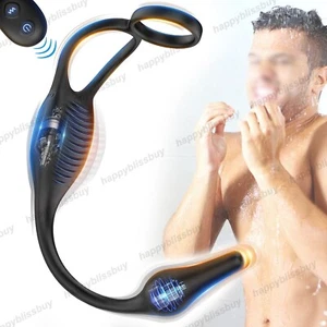 Male Vibrating Cock Ring Prostate Massager Anal Butt Plug With Remote Control - Picture 1 of 6