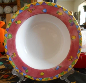 Strawberries Soup Cereal Bowl 9" Sango Sangria #3075 Sue Zipkin Stoneware White - Picture 1 of 14