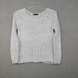 Buffalo David Bitton Sweater Women Size M White Blue Marled Eyelash Chunky Knit - Picture 1 of 8