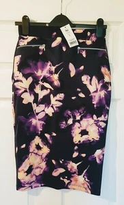 George Women Purple Floral Pencil Skirt ~ Size 8 - Picture 1 of 2