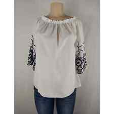 GIGI women's shirt sz L  boho boat neck spring  made in italy embroidered blouse