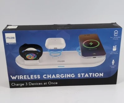 Muze by Vivitar Wireless 3 Device Charging Pad Charge Phone, Earbuds, Smartwatch - Imagem 1 de 4