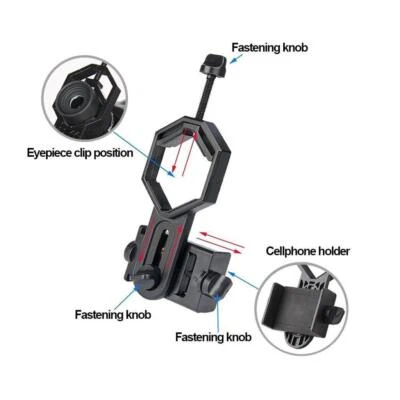 Universal Cell Phone Telescope Holder, Smartphone Adapter Mobile Clip Holder - Image 1 of 4