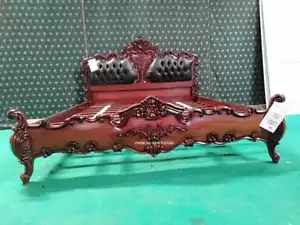 Super King Dark Mahogany Designer bed with chesterfield gothic design upholstery - Picture 1 of 2