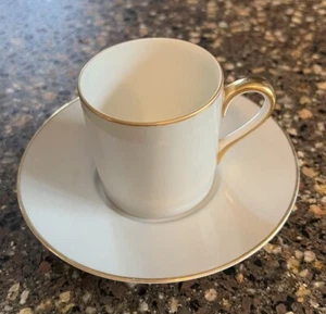 Noritake Porcelain China  Demitasse Cup & Saucer Set white With Gold EUC - Picture 1 of 6