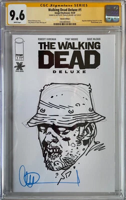 Walking Dead Deluxe #1 Blank Cover Zombie Dale Sketch by Charlie Adlard CGC 9.6 - Image 1 of 2