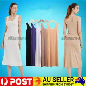 Womens Full Slip Under Dress Petticoat Tank Long Underskirt Pajamas Sleepwear AU - Picture 1 of 18