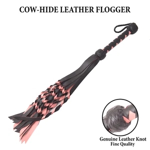 Echtleder doppelt geklebt weich empfindlich Quaste Flogger strapazierfähig rosa & schwarz - Bild 1 von 5