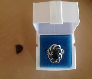 WOMEN'S STERLING SILVER RING WITH TEKTITE SIZE 7 Great gift for astronomer - Picture 1 of 6