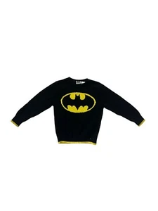 Boys 4T Black & Yellow Batman Logo Sweater With Ribbed Cuffs & Hem #6847 - Picture 1 of 8