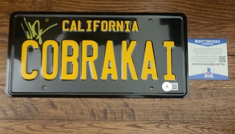WILLIAM ZABKA SIGNED  COBRA KAI LICENSE PLATE BECKETT AUTHENTIC #BB77991 BAS WOW Cover