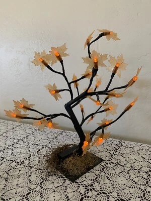 Tabletop Bonsai Halloween Tree Battery Operated Night Orange Light Home Decor - Image 1 of 4