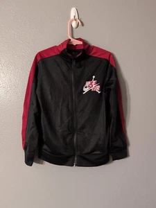 Nike Air Jordan Tricot Boy's Full Zip Track Jacket Size 5-6 Years Black Red - Picture 1 of 5