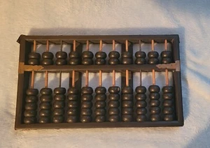 Vintage Chinese Lotus Flower Brand Abacus 11 Rods 77 Beads Brass Hardware - Picture 1 of 16
