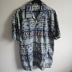 Bugle Boy Hawaiian Button Up Size Medium Floral & Stripes Pocket Shirt - Picture 1 of 9