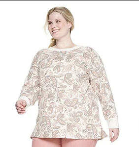 CROFT & BARROW Women’s Size Large beige Paisley Sweatshirt Top Long Sleeve 147 - Picture 1 of 8