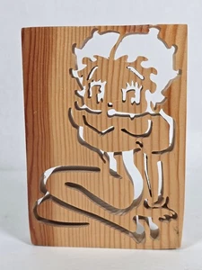 Betty Boop Silhouette Homemade Wood Jigsaw Carving • 4.5" x 6.25"  .75" thick - Picture 1 of 7
