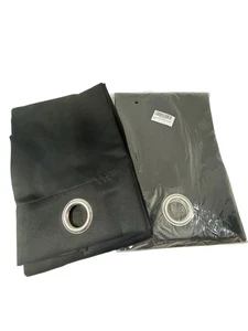 Black 2 Darkening Panels Window Curtains Silver Tone Grommets 42" X 63" - Picture 1 of 4