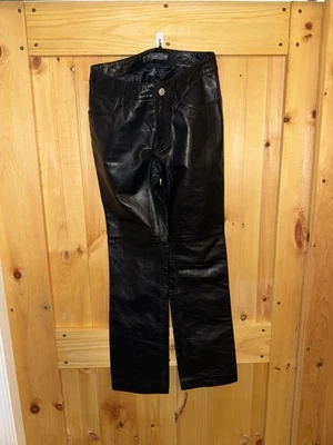 Pantalones de cuero corte bota para mujer talla 2 cuero genuino negro Foto 1 de 4
