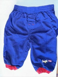 Vintage 90S Disney Baby 6/9 Month Blue Pants With Airplane Embroidery  - Picture 1 of 4