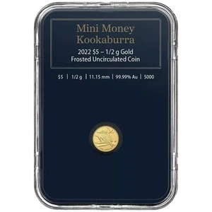 2022 Australia $5 Mini Money Kookaburra 1/2g .9999 Gold Frosted UNC Coin RAM - Picture 1 of 8