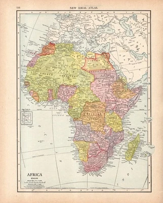 1911 Antique Africa Map Vintage Atlas Map of Africa Gallery Wall Decor 2698 - Image 1 of 3