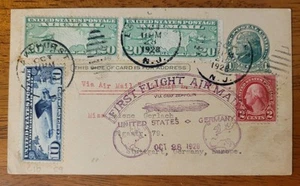US Stamps #C9,C10 On 1928 Graf Zeppelin 1st Flight Cover Lakehurst NJ To Germany - Picture 1 of 5