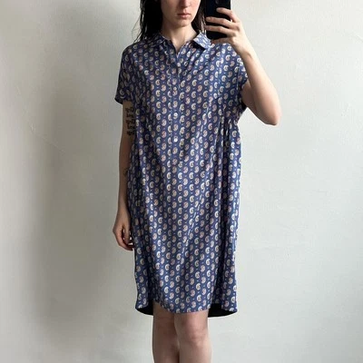 Junya Watanabe Comme des Garcons Vintage 2013 Azul Paisley/A Cuadros Camisa Vestido M Foto 1 de 4