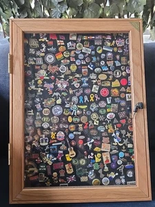 Lot Of New And Vintage Pins of Over 200 pins mounted on GHENT 18" By 24" Case - Picture 1 of 12