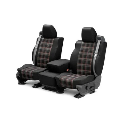 For Saturn SC2 93-99 CalTrend Plaid 1st Row Red & Black Custom Seat Covers Foto 1 de 2
