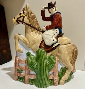 Tarro de galletas Country Western vaquero a caballo Nick & Nora de Boston Warehouse LEER - Imagen 1 de 10