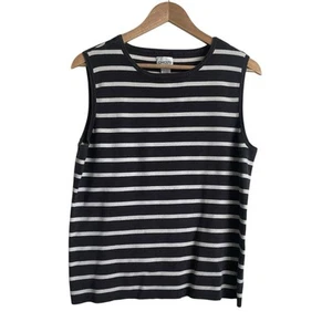 Chicos 3 Women Top XL Taupe Stripe Silk Blend Preppy Coastal Beachy Layer Travel - Picture 1 of 9