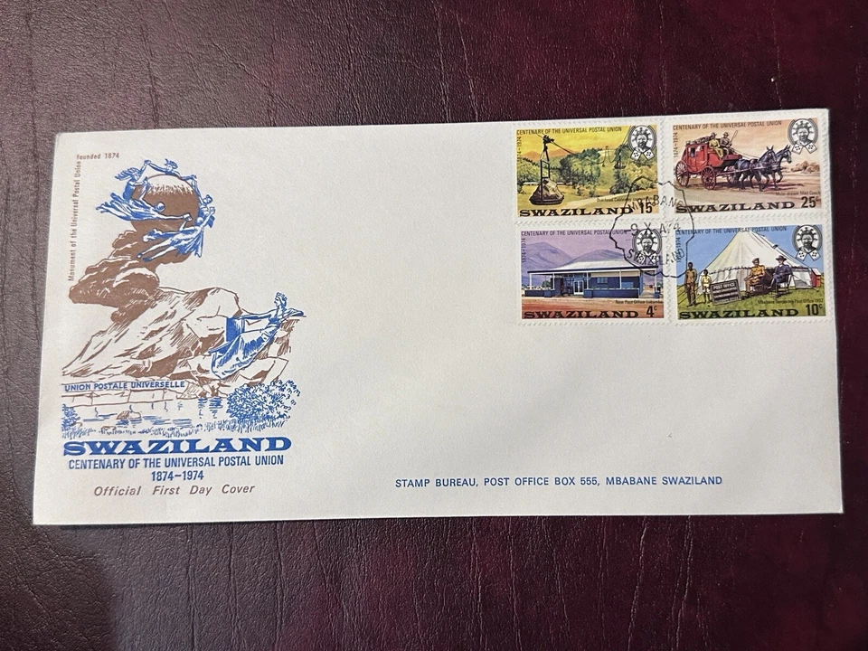 Swaziland Universal Postal Union 1974 FDC MBABANE POSTMARK - Image 1 of 2