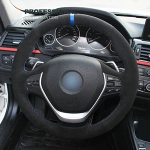 Non-slip Durable Black Suede Car Steering Wheel Cover For BMW 3 Series F30 F34 - Imagen 1 de 8