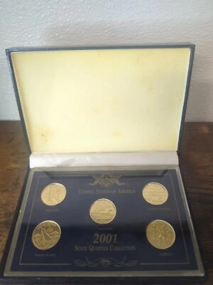 2001 State Quarter Collection 5 Coins Gold Plated - Image 1 of 4