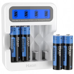 Hixon New Gen 3500mWh Rechargeable AA Lithium Batteries with LCD Smart Charger  - Picture 1 of 9
