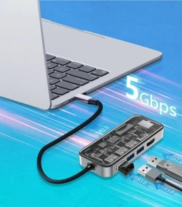 USB C 10-in-1 Docking Station Multifunctional Laptop Gigabit Ethernet Port - Photo 1/7