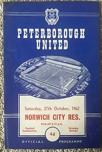 Peterborough United v Norwich City Reserves 1962 Football Combination - Picture 1 of 3