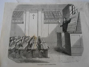 Classe organisée d'après la méthode Tolosa Antique Old Print 1852 - Imagen 1 de 1