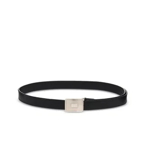 Polo Ralph Lauren Men's Art Deco Buckle Sterling Silver/ Leather Belt Black 36 - Picture 1 of 2
