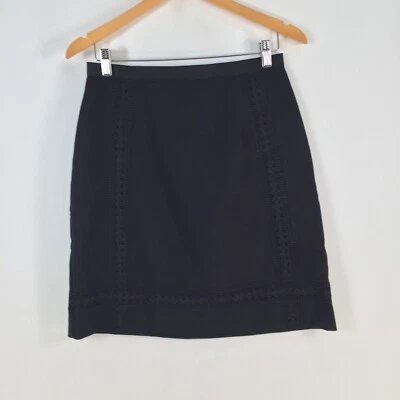 Ann Taylor Mujer Falda Talla US 4 aus 8 Negro Línea A Hasta la Rodilla Cremallera 082035 Foto 1 de 4