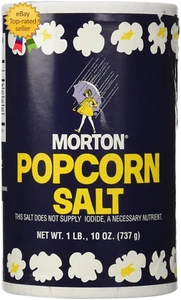 Sal de palomitas de maíz Morton de 1 lb 10 oz para ensalada verde maíz en la mazorca papas fritas nueces - Imagen 1 de 12