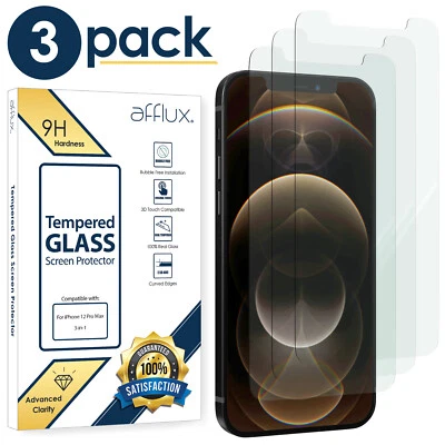 For iPhone 15 14 13 12 11 Pro Max Tempered Glass Screen Camera Protector 3-Pack - Image 1 of 4