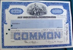Stock certificate ACF Industries, Inc. 50 shares. Payee Merrill Lynch 1978 - Picture 1 of 1
