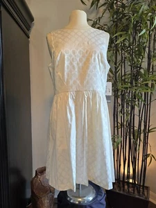 NWT Kensie Sz LSleeveless Sundress Dress Eggshell Ivory White Geometric - Picture 1 of 10