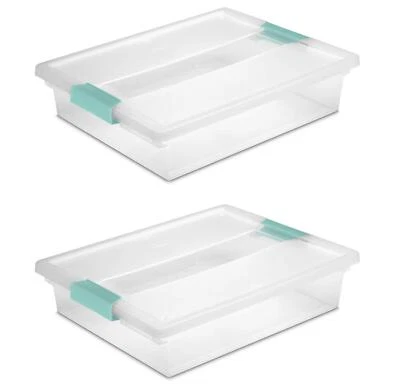 Large Clear Storage Box Container 2 Pack for Home and Office Organization - Image 1 of 4