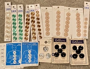 LOT 17 Cards Vintage Buttons 99pc Costumakers Shank, Le Chic Streamline Abalone - Picture 1 of 4