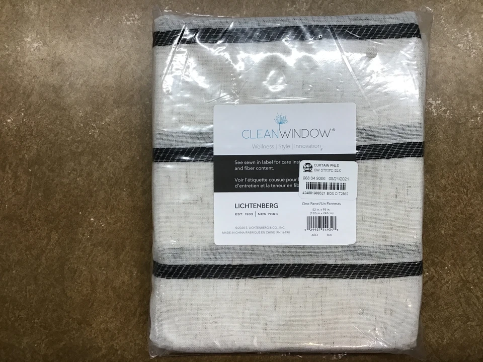 95"x52" Twill Stripe AntiDust Curtain Panel Black/Linen - Clean Window - Image 1 of 1